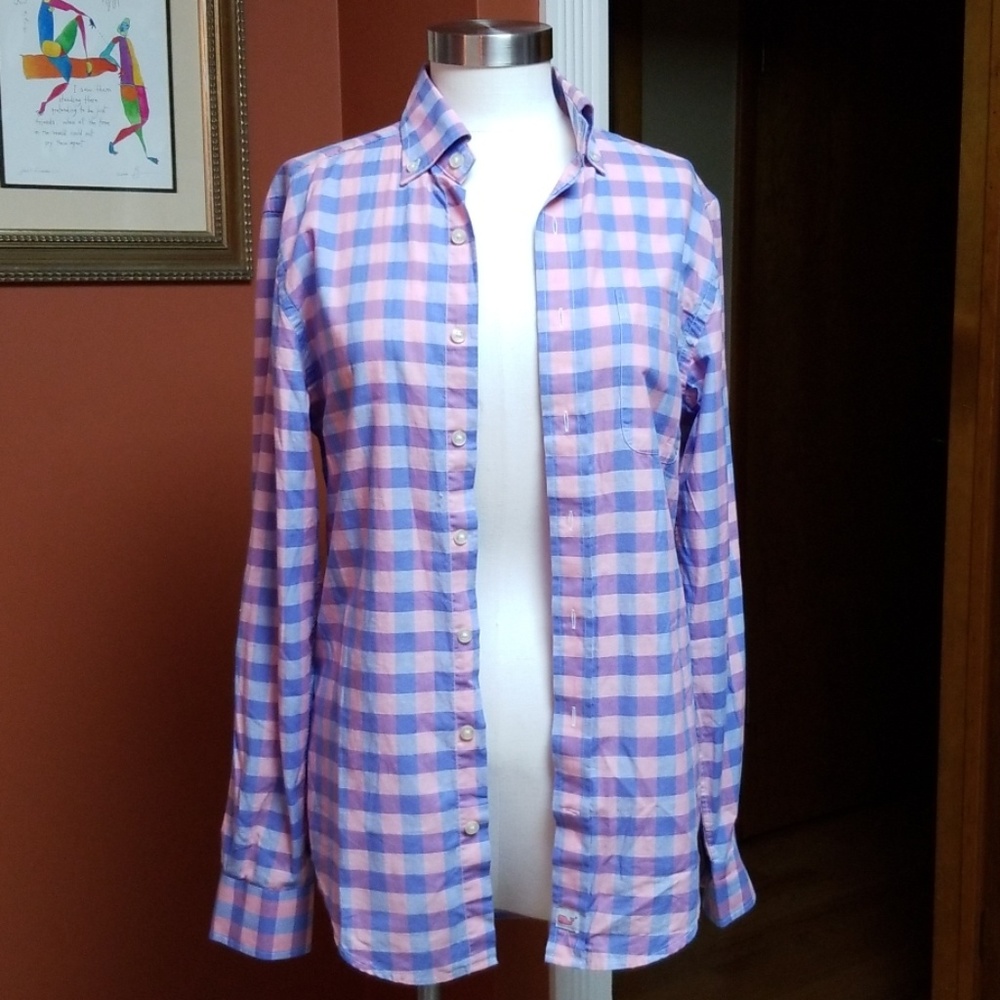 Vineyard Vines pale colored checkered shirt